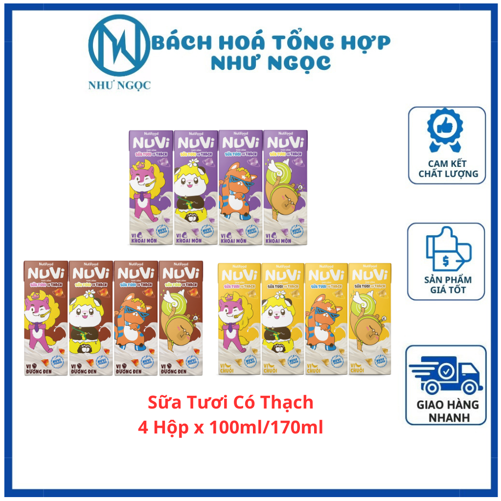 Thức Uống Sữa Tươi Có Thạch NuVi 100ml/170ml