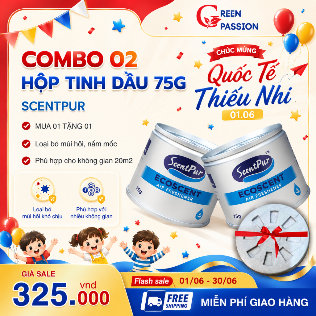 COMBO 2 Hộp ScentPur 75g thơm lâu, thanh lọc không khí - Hương thơm như Khách sạn, Cinema CGV