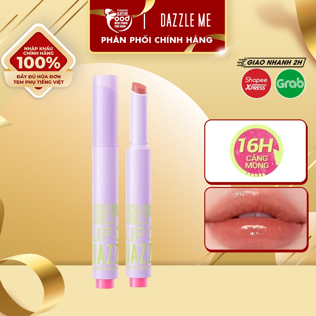 Son bóng DAZZLE ME dưỡng ẩm, căng bóng, chống nắng Color Chrome Melt to Dew Lip Click 2g thegioiskin