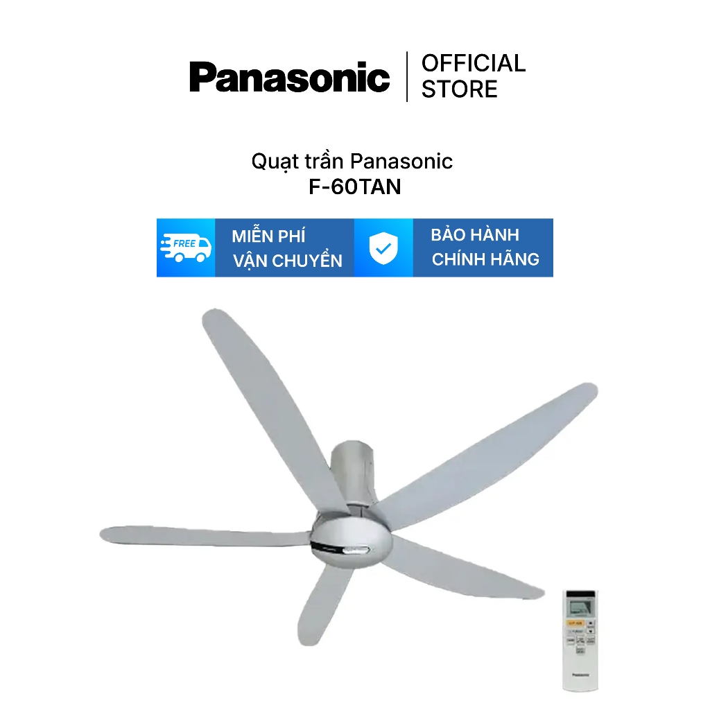 Quạt trần Panasonic model F-60TAN (màu xám bạc - 9 chế độ gió  - công suất 37W) - KHÔNG GỒM PHÍ LẮP