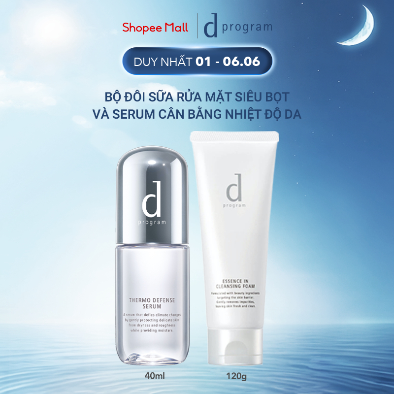 Bộ đôi sữa rửa mặt siêu bọt d Program Cleansing Foam và serum cân bằng nhiệt độ da d Program Thermo 