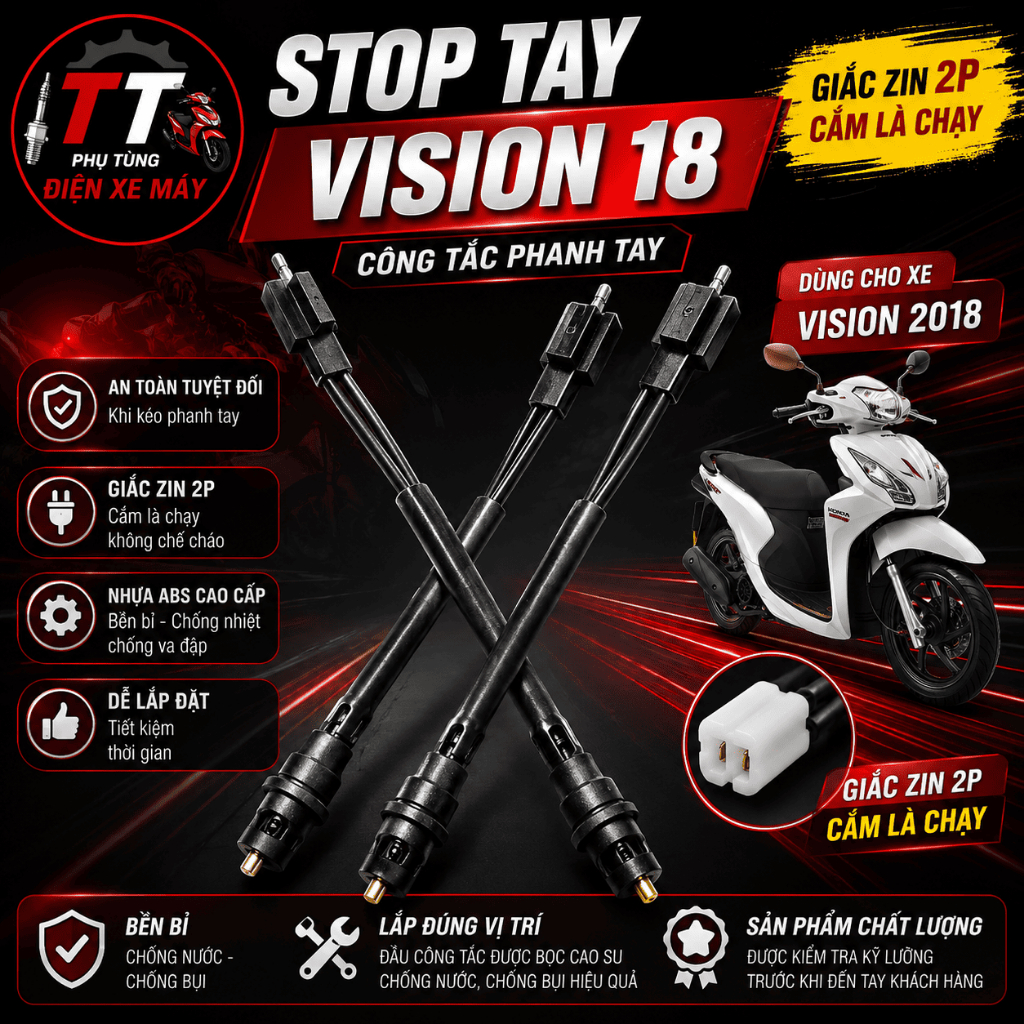 Stop Tay Vision 2018 Nam Trang, Công Tắc Đèn Phanh Tay Honda Vision 2018 Chuẩn Zin, Nhạy Và Bền