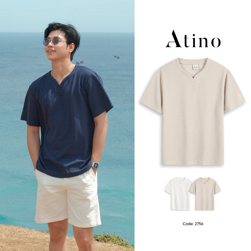 Áo Phông Nam ATINO Trơn Cổ V Form Vừa Cao Cấp Thoáng Khí L.4.2756