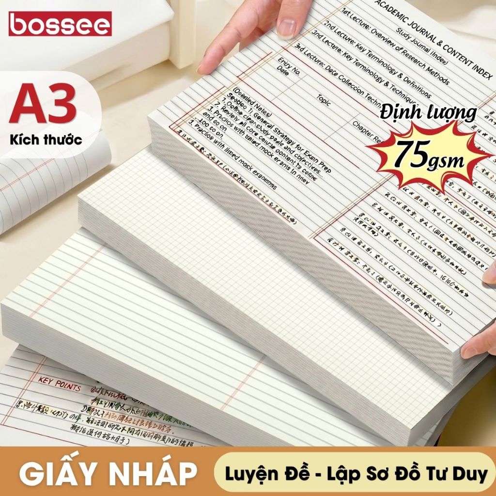 Giấy Nháp Học Sinh Tệp 100/300/500 Trang Sẵn Keo Dán Đầu Lề - Giấy Nháp Ôn Từ Vựng, Take Note, Luyện Đề, Vẽ Sơ Đồ Tư Duy