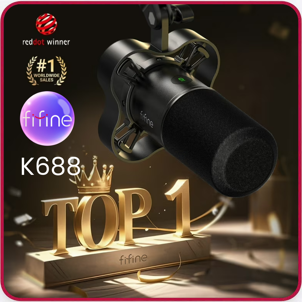 FIFINE K688 - Mic Thu Âm Dynamic XLR/USB, Mic Thu Âm Podcast Cho Máy Tính/Laptop - Hàng Chính Hãng