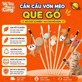 Đồ Chơi Cho Mèo Cần Câu Vờn Mèo Que Gỗ