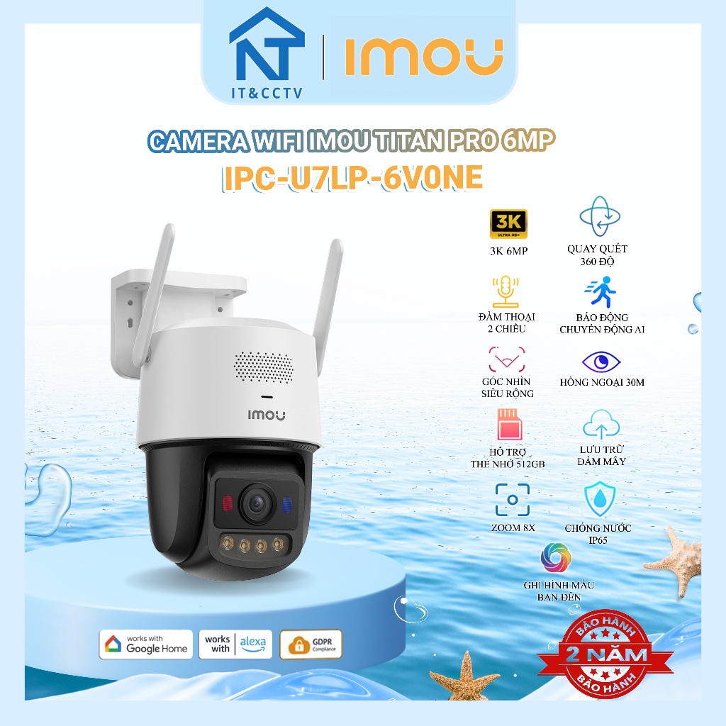 [IMOU CHÍNH HÃNG] Camera WiFi Ngoài Trời IMOU IPC-U7LP-6V0NE Titan Pro 6MP – Quay Quét 360°, AI Thôn