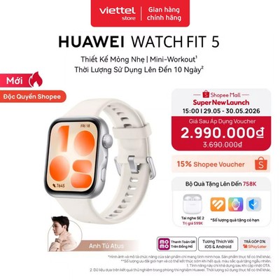 Đồng Hồ Thông Minh HUAWEI WATCH FIT 5| Thiết Kế Mỏng Nhẹ | Mini-Workout | Thời Lượng Lên Đến 10 Ngày
