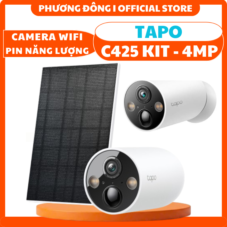 CAMERA WIFI NGOÀI TRỜI TAPO C425 KIT 4MP TẶNG KÈM PIN NĂNG LƯỢNG - CẢNH BÁO ĐÈN VÀ CÒI, TÙY CHỈNH VÙ