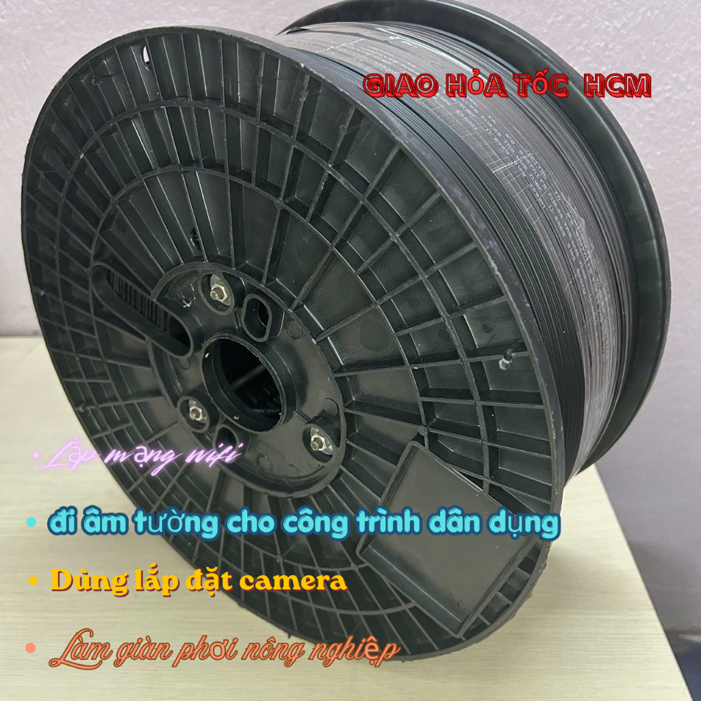 Cuộn cáp quang 1FO 1000m, dùng làm mạng wifi, camera, giàn phơi nông nghiệp bền chắc