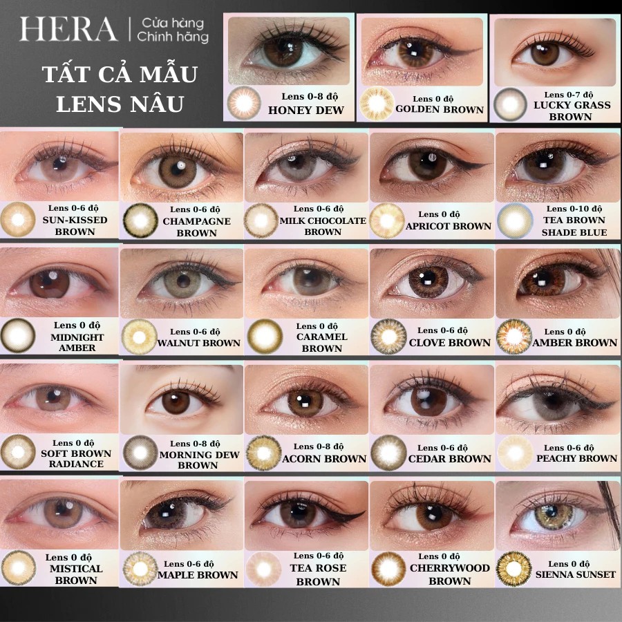 [Top Value] Tổng Hợp Mẫu Kính Áp Tròng Màu Nâu Đủ Độ Cận Hera Lens  Lens Brown Chính Hãng Hàn Quốc