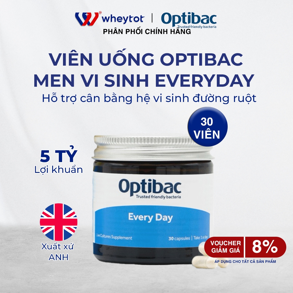 Viên uống men vi sinh Optibac Probiotics Everyday hỗ trợ cải thiện tiêu hóa và tăng cường đề kháng (