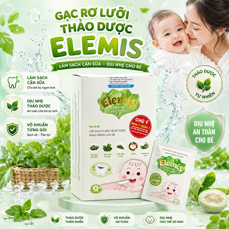 Gạc rơ lưỡi thảo dược Elemis  (Hộp 30 gói)