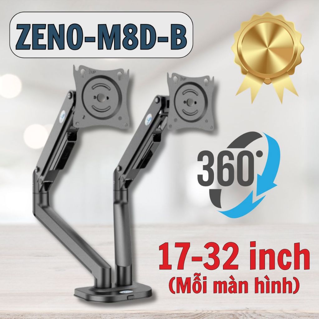 Giá treo màn hình đôi ZENO M8D-B - Đen | 17 - 32 inch ARM màn hình, giá treo màn hình đôi PC
