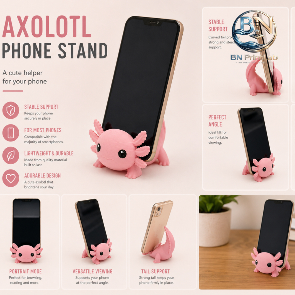 GIÁ ĐỠ ĐIỆN THOẠI AXOLOTL (KHỦNG LONG SÁU SỪNG) – "TRỢ THỦ" SIÊU CUTE CHO GÓC LÀM VIỆC