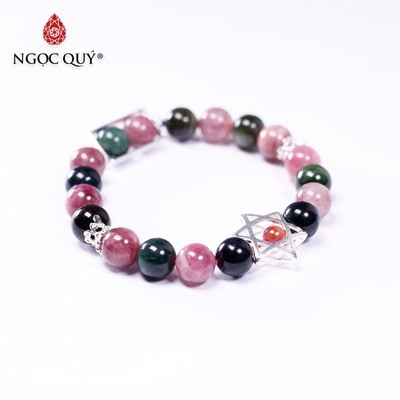 Vòng tay đá Tourmaline tự nhiên phối charm - Mẫu VC0452 - Ngọc Quý