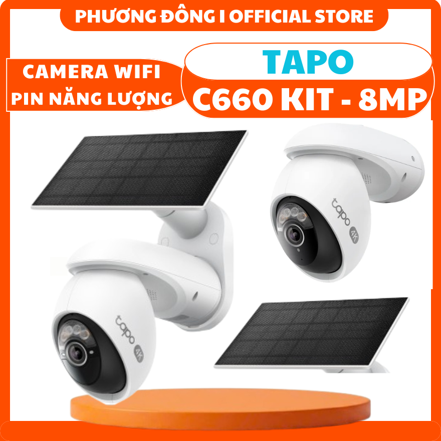 CAMERA WIFI NGOÀI TRỜI TAPO  C660 KIT 8MP TẶNG KÈM PIN NĂNG LƯỢNG - GÓC NHÌN TOÀN CẢNH, ĐÊM CÓ MÀU, 