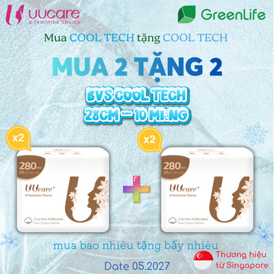 Combo tiết kiệm Băng vệ sinh UUcare Singapore Cooltech 28cm 10 miếng