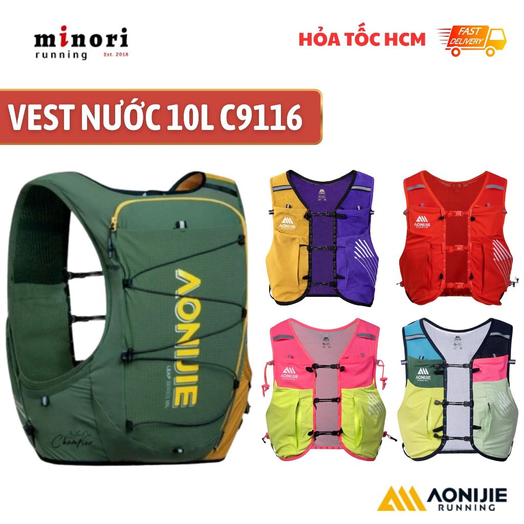 Balo Vest Nước Chạy Trail AONIJIE C9116 MB 10L Siêu Nhẹ Không Gồm Túi Đựng Gậy chạy trail