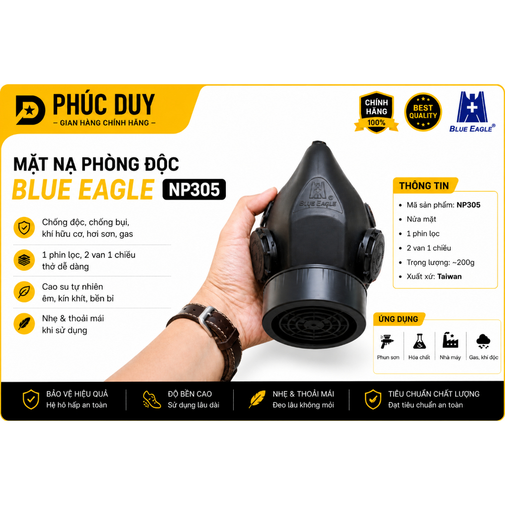 😷 MẶT NẠ PHÒNG ĐỘC BLUE EAGLE NP305 (CHÍNH HÃNG)