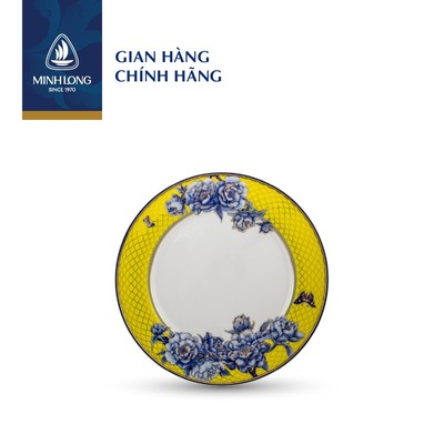 [GIÁ ƯU ĐÃI] Dĩa Tròn Sứ Cao Cấp Minh Long 20 cm - Sago - Mẫu Đơn Vàng