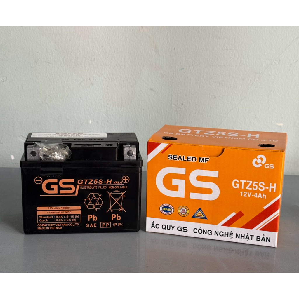 Bình Ắc Quy Xe Máy GS GTZ5S-H 12V 4Ah Khô Miễn Bảo Dưỡng Chính Hãng GS