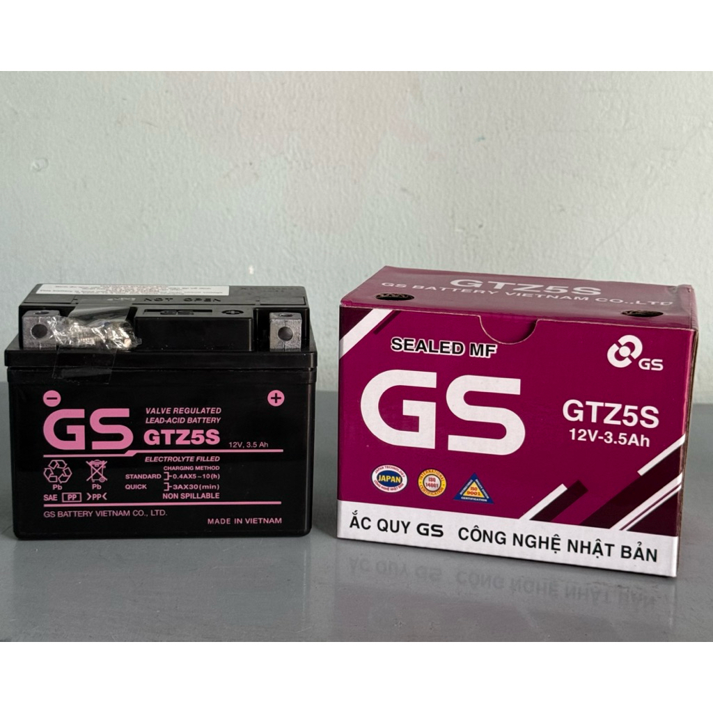 Bình Ắc Quy Xe Máy GS GTZ5S 12V 3.5Ah Khô Miễn Bảo Dưỡng Chính Hãng GS