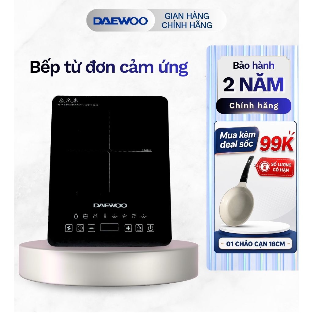 Bếp Từ Đơn Daewoo DWI-1505B, 8 chế độ cài sẵn 1500w, BH 2 năm