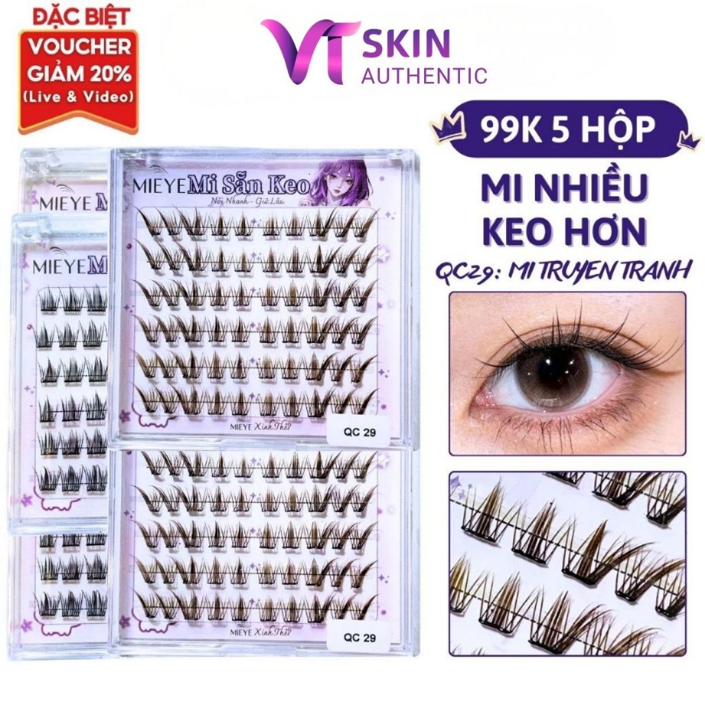 [99k/5 Hộp] Lông Mi Giả CÓ KEO SẴN, Mẫu Mi Truyện Tranh ( NÂU ), Tự Nhiên Sợi Tách Rời Nhiều Kiểu Dá
