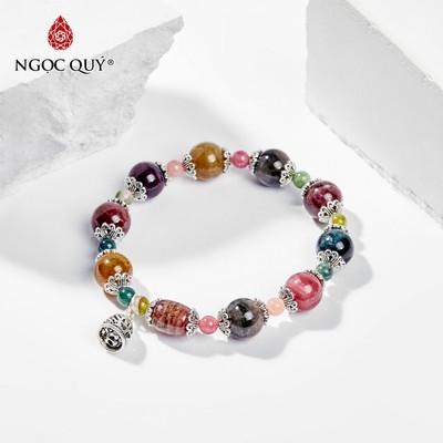 Vòng tay đá Tourmaline tự nhiên phối charm - Mẫu VC0440 - Ngọc Quý