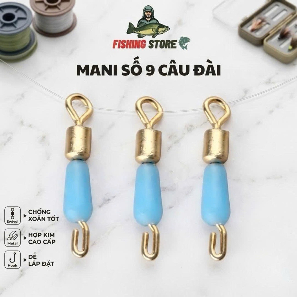 [ 20 Cái ] Mani Số 9 Câu Đài có chụp cao su thay thẻo nhanh câu cá rô phi, cá chép,...