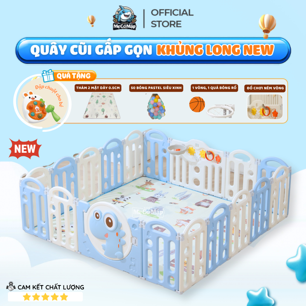 Quây Cũi Nhựa Cho Bé Tặng Bóng Thảm Đồ Chơi, Quây Cũi Nhựa Gấp Gọn Pakey Mẫu Mới 2026