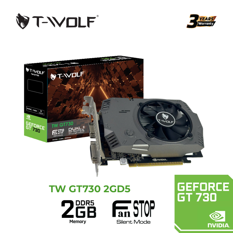 (FULL VAT) VGA T-WOLF GT 730 2GB DDR5 | HDMI, VGA, DVI | Mới BH 36T
