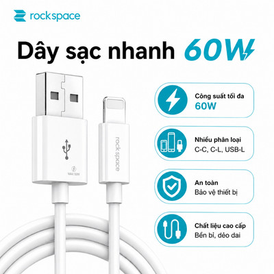 Dây cáp sạc nhanh cho Ip Rockspace P8 độ dài 1m,sạc nhanh,ổn định,không nóng máy bảo hành 12 tháng