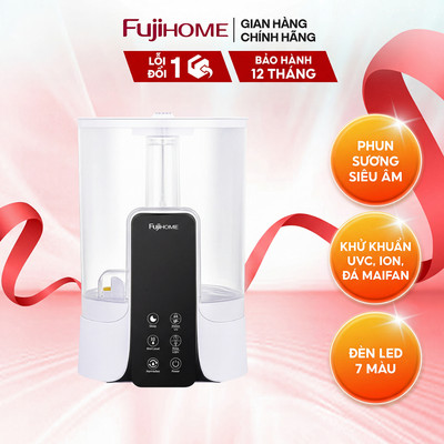 Máy phun sương tạo ẩm Fujihome HM06EUV khử khuẩn 3 lớp, đèn led 7 màu, dung tích 6l đổ nước dễ dàng