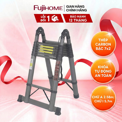 Thang rút gọn chữ A Fujihome STLA58 – Kết cấu thép carbon, Cứng cáp, dễ di chuyển