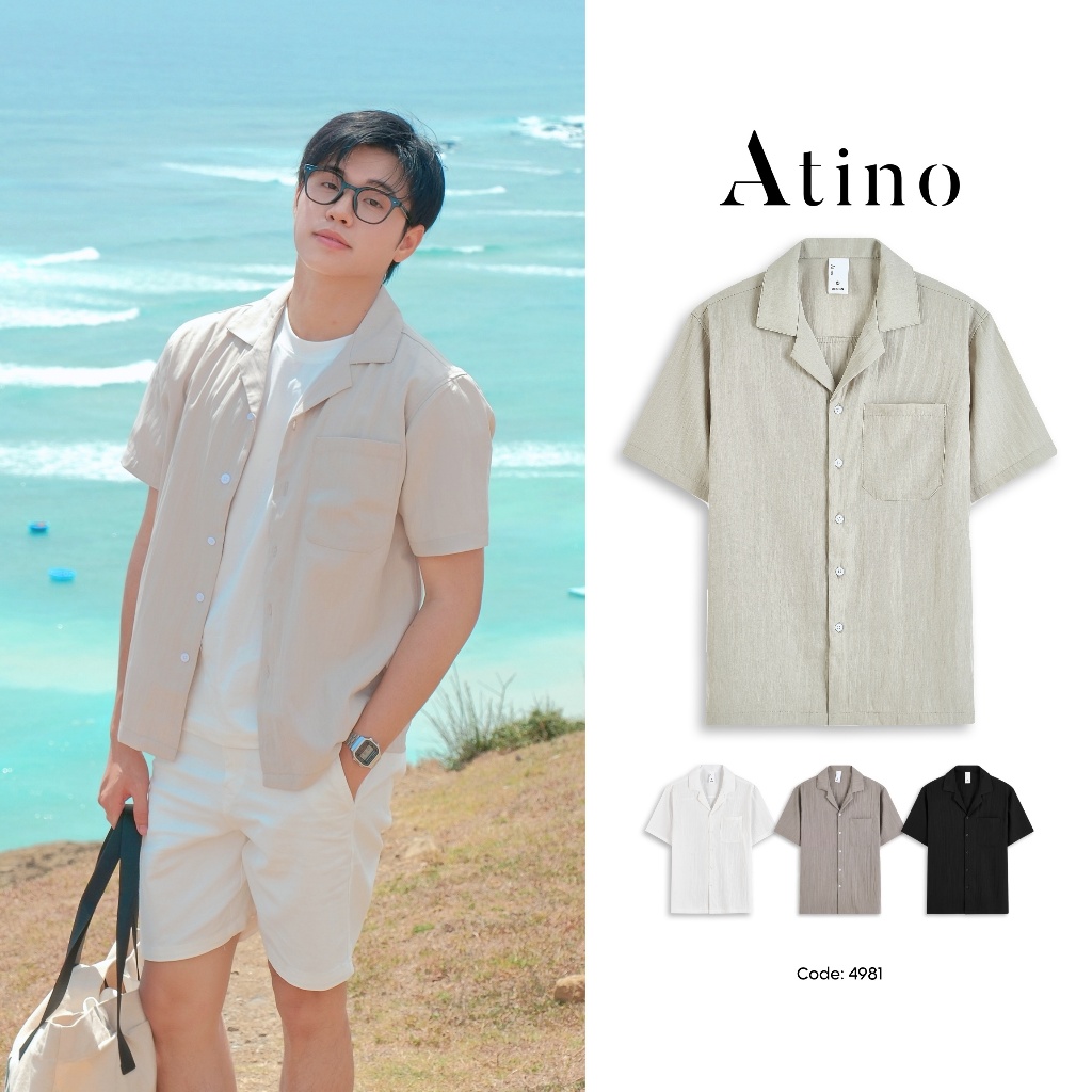 Áo Sơ Mi Vải Đũi ATINO Form Vừa Tay Ngắn, Thoáng Mát, Phong Cách Hàn Quốc Trẻ Trung L.4.4981
