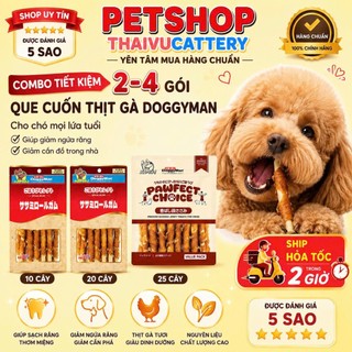 Que cuốn thịt gà DOGGYMAN cho chó - Gói 10, 20 cây - Thaivucattery