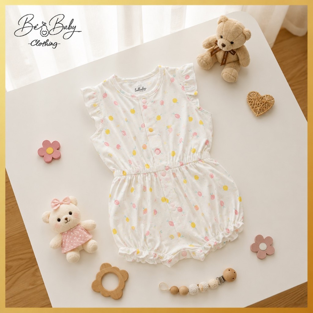 [1-3M] Jumpsuit Sơ Sinh Họa Tiết Trái Lê Màu Trắng Cho Bé - Lullaby (Bơ Baby)