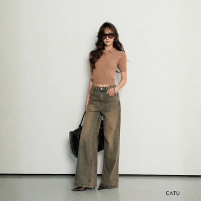 TUBYCATU Quần Jeans Ống Loe Smoky Flare Wash Phong Cách Streetwear Y2K