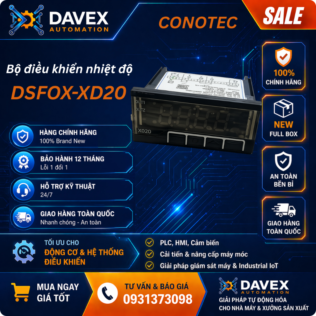 Bộ điều khiển nhiệt độ Conotec DSFOX XD20 (-55 đến 99.9℃)
