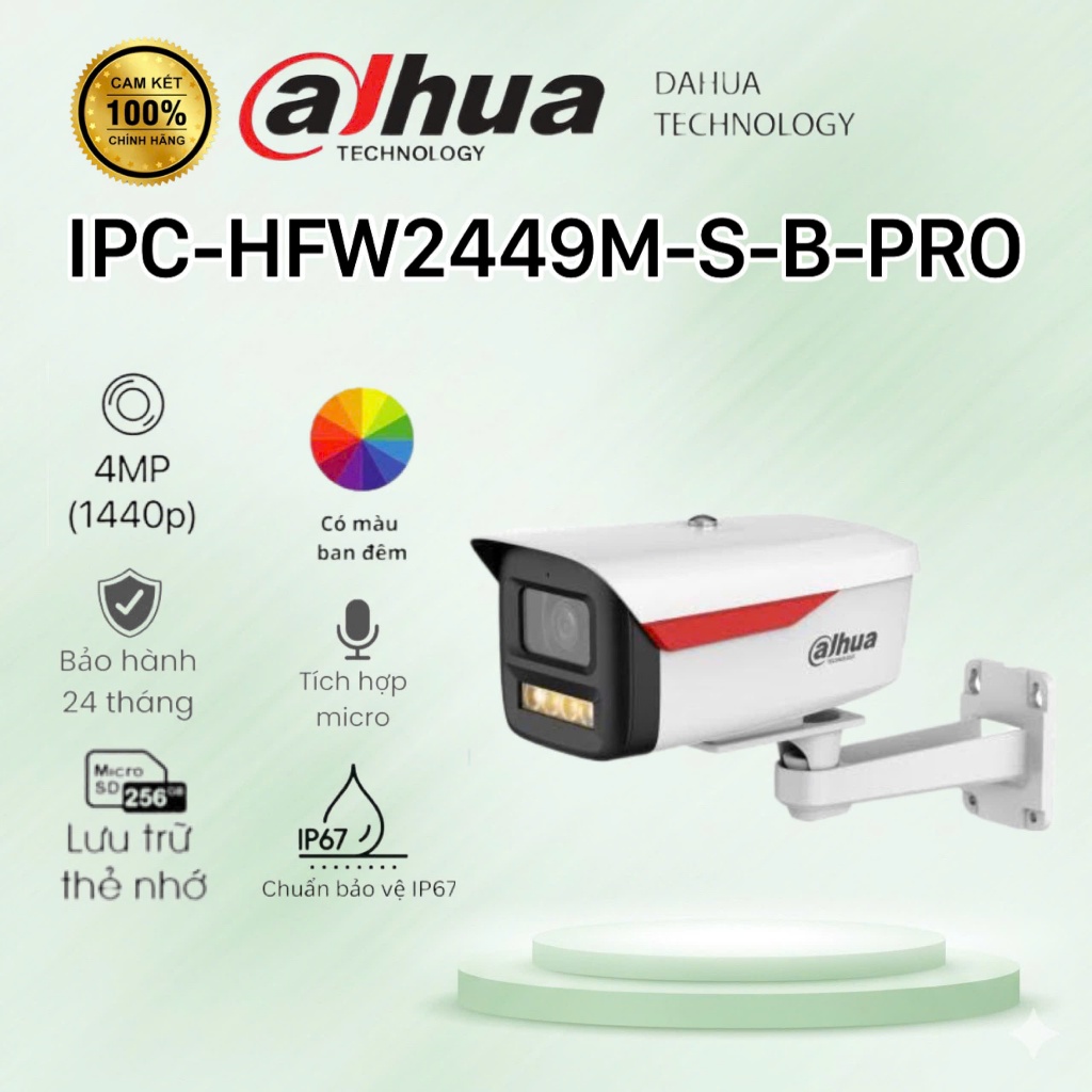 Camera IP 4MP WizColor DAHUA DH-IPC-HFW2449M-S-B-PRO / Camera IP 2MP DAHUA DH-IPC-HFW2249M-S-B-PRO -