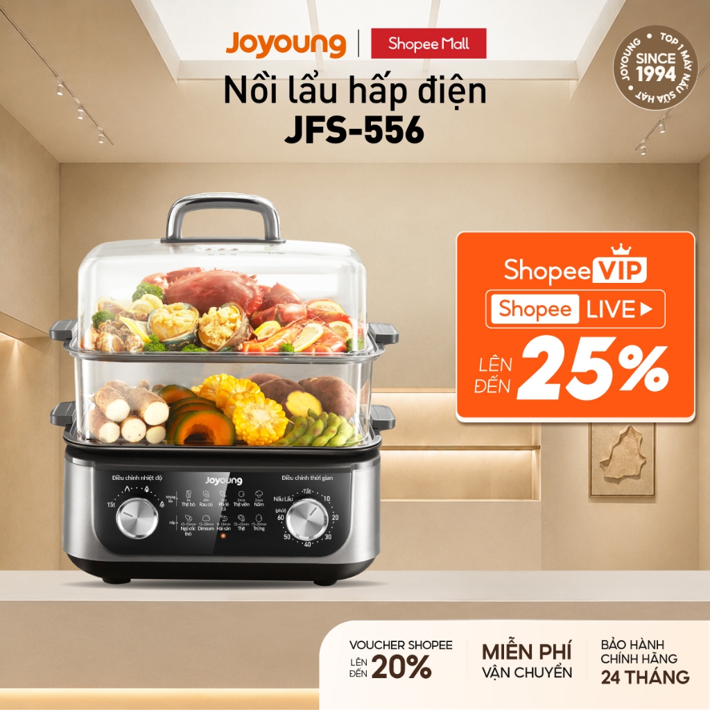 [Livestream] Nồi lẩu hấp đa năng Joyoung JFS-556 | Dung tích 16L | Công suất 1600W