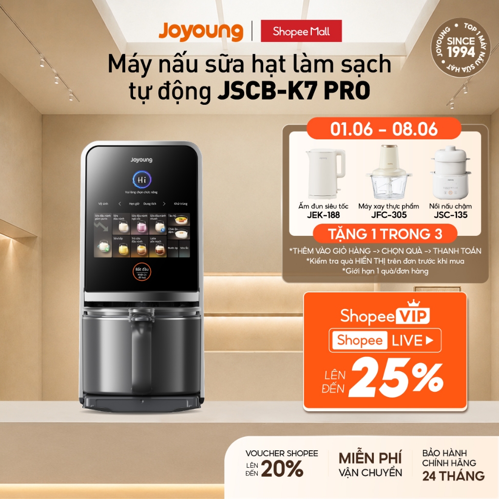 [Livestream] Máy nấu sữa hạt làm sạch tự động Joyoung JSCB-K7 PRO giảm ồn, khử purin, 12 chức năng | BigBuy360 - bigbuy360.vn
