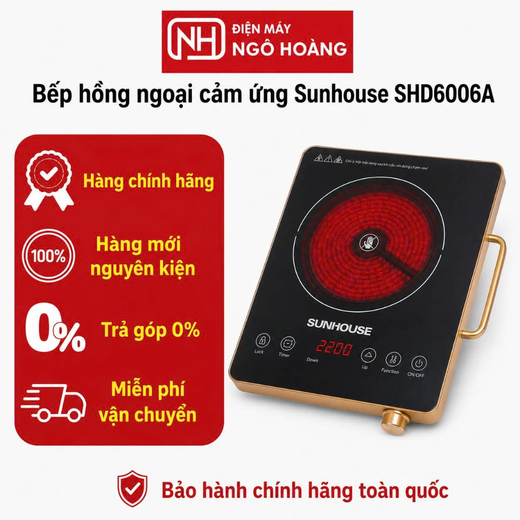 SHD6006A - Bếp hồng ngoại cảm ứng Sunhouse SHD6006A chính hãng, bếp hồng ngoại gia đình dùng đa dạng