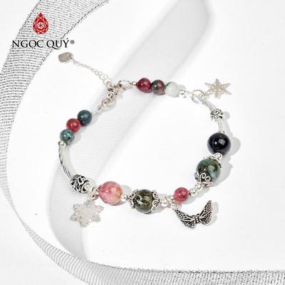 Vòng tay đá Tourmaline tự nhiên phối charm - Mẫu VC0429 - Ngọc Quý