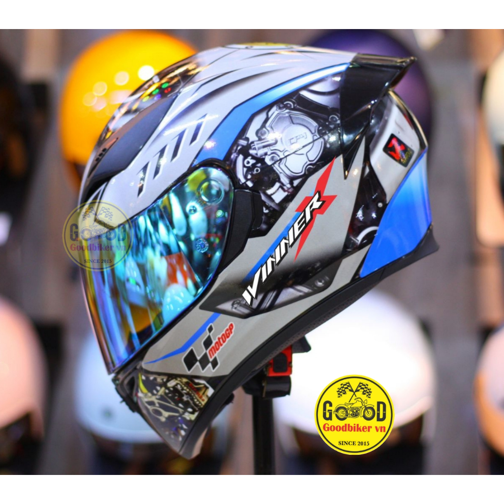 Mũ bảo hiểm Fullface Royal M138 tem decal Honda Winner X Bạc Xanh