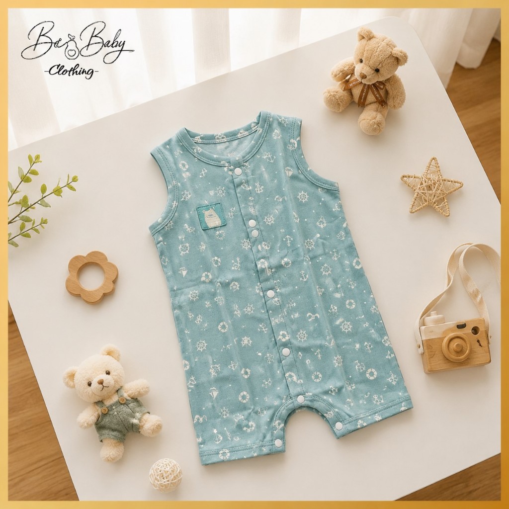[1-9M] Bộ Body Đùi Sơ Sinh Họa Tiết Mỏ Neo Màu Xanh Cho Bé - Lullaby (Bơ Baby)
