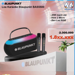 Loa hát karaoke bluetooth blaupunkt bas5500 có 2 mic không dây chính hãng mini cho gia đình cao cấp nhỏ gọn âm lượng lớn
