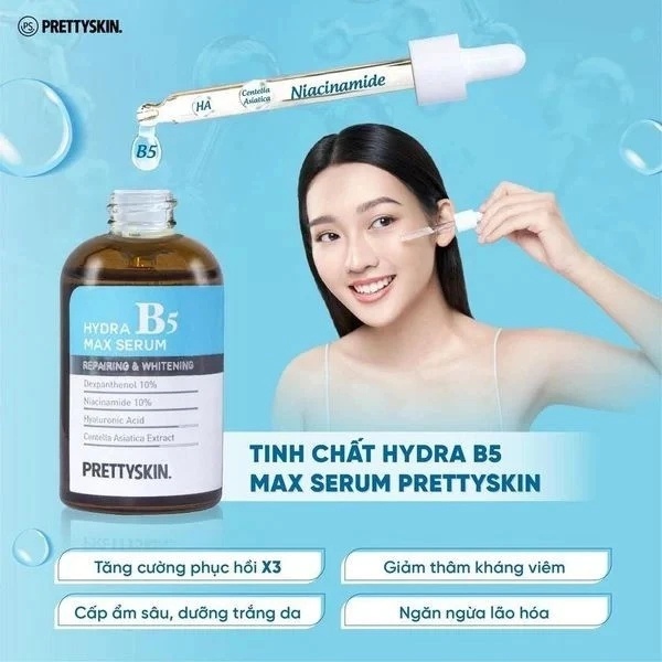 Tinh Chất Phục Hồi Da B5 PRETTYSKIN. Serum Dưỡng Trắng Phục Hồi Da Prettyskin Hydra B5 Max Serum 50m